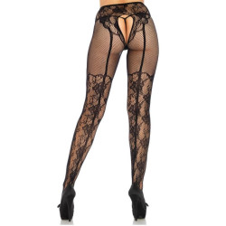Leg Avenue - Bas Fleurs Design Dos Crothless Taille Unique